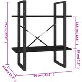 vidaXL Boekenkast met 2 schappen 60x30x70 cm massief grenenhout zwart