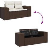 vidaXL 5-delige Loungeset met kussens poly rattan bruin