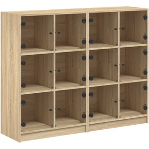 vidaXL Boekenkast met deuren 136x37x109 cm hout sonoma eikenkleurig