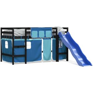 vidaXL-Kinderhoogslaper-met-gordijnen-80x200-cm-grenenhout-blauw