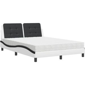 vidaXL - Bed - met - matras - kunstleer - zwart - en - witx200 - cm