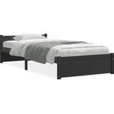 vidaXL Bedframe massief hout zwart 75x190 cm