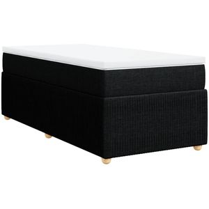 vidaXL Boxspring met matras stof zwart 90x190 cm