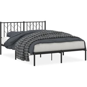 vidaXL Bedframe met hoofdbord metaal zwart 140x190 cm