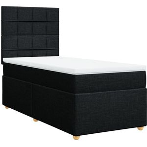 vidaXL Boxspring met matras stof zwart 90x200 cm