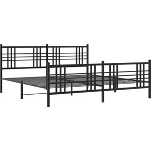 vidaXL Bedframe met hoofd- en voeteneinde metaal zwart 200x200 cm