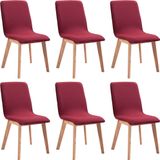 vidaXL Eetkamerstoelen 6 st stof en massief eikenhout rood