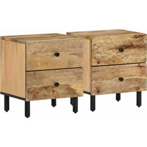 vidaXL Nachtkastjes 2 st 40x33x46 cm massief mangohout