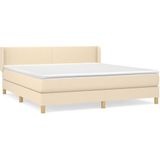 vidaXL Boxspring met matras stof crèmekleurig 180x200 cm