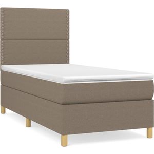 vidaXL Boxspring met matras stof taupe 90x190 cm