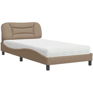 vidaXL Bed met matras kunstleer cappuccinokleurig 100x200 cm