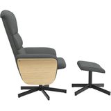 vidaXL Fauteuil verstelbaar met voetenbank stof donkergrijs