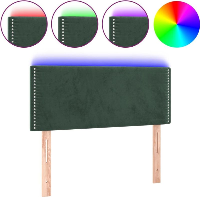 VidaXL Hoofdbord LED 80x5x78/88 cm Fluweel Donkergroen