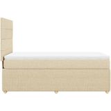vidaXL Boxspring met matras stof crèmekleurig 90x200 cm