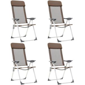 vidaXL Campingstoelen 4 st inklapbaar aluminium bruin