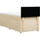 vidaXL Boxspring met matras stof crèmekleurig 90x200 cm