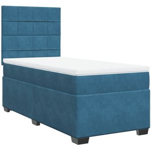 vidaXL Boxspring met matras fluweel blauw 90x200 cm