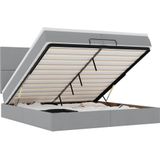 vidaXL Ottoman bed met matrassen en LED's 200x200cm stof lichtgrijs