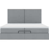 vidaXL Ottoman bed met matrassen en LED's 200x200cm stof lichtgrijs