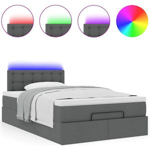 vidaXL - Bed - poef - met - matras - en - LED'sx190 - cm - stof - donkergrijs