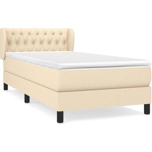 vidaXL Boxspring met matras stof crèmekleurig 90x190 cm