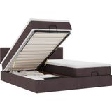 vidaXL Ottoman bed met matrassen en LED's 200x200cm stof donkerbruin