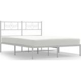 vidaXL Bedframe met hoofdbord metaal wit 120x200 cm