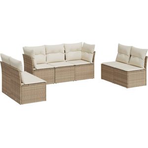 vidaXL 7-delige Loungeset met kussens poly rattan beige