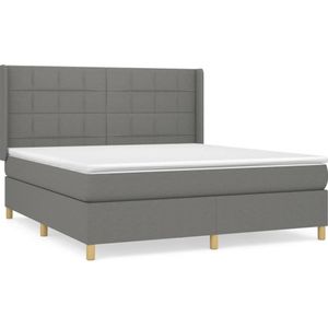 vidaXL Boxspring met matras stof donkergrijs 160x200 cm