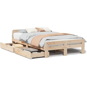 vidaXL Bedframe zonder matras massief grenenhout 135x190 cm