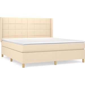 vidaXL Boxspring met matras stof crèmekleurig 180x200 cm