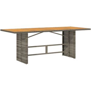 vidaXL Tuintafel met acaciahouten blad 190x80x74 cm poly rattan grijs