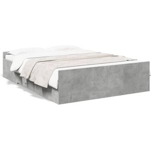 vidaXL Bedframe met lades bewerkt hout betongrijs 120x190 cm