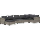 VidaXL 7-delige Loungeset met Kussens - Poly Rattan Grijs