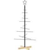 vidaXL Kerstdecoratie kerstboom met houten basis 120 cm metaal zwart