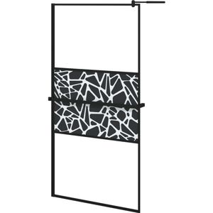 vidaXL Inloopdouchewand met schap 100x195 cm ESG-glas aluminium zwart