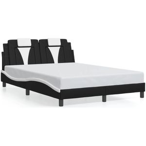 vidaXL Bedframe met hoofdbord kunstleer zwart en wit 120x200 cm