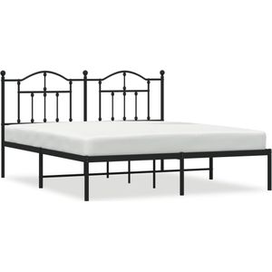 vidaXL Bedframe met hoofdbord metaal zwart 183x213 cm