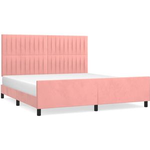 vidaXL Bedframe met hoofdeinde fluweel roze 160x200 cm