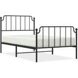 vidaXL Bedframe met hoofd- en voeteneinde metaal zwart 100x190 cm