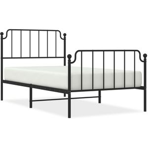 vidaXL Bedframe met hoofd- en voeteneinde metaal zwart 100x190 cm