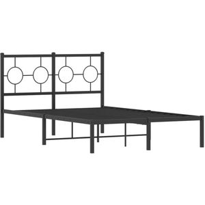 vidaXL Bedframe met hoofdbord metaal zwart 120x200 cm