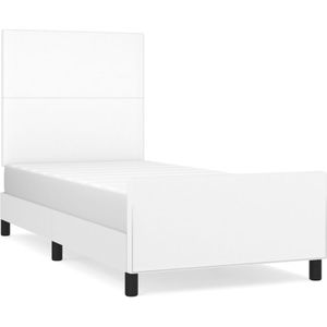 VidaXL Bedframe met Hoofdbord Kunstleer Wit 90x200 cm