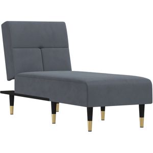 VidaXL Chaise Longue Fluweel Donkergrijs