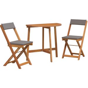 vidaXL 3-delige Vouw Bistro Set met Kussens in Massief Acaciahout