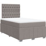 vidaXL Boxspring met matras stof taupe 120x190 cm