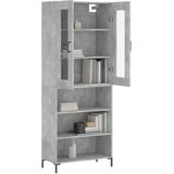 vidaXL Hoge kast 69,5x34x180 cm bewerkt hout betongrijs