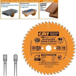 CMT ORANGE TOOLS® - CMT Dun zaagblad voor non-ferro metalen en hard materiaal - 276.184.48H