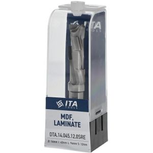 SchellekensTools x ITA - Router Bit DIA Z1+1 D=14 I= 45 L= 94 S=12x40 RH 5PCD+1 HM H2,5 3 helix wings body STAINLESS STEEL - DTA.14.045.12.0SRE