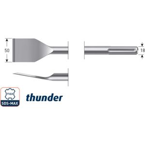 Rotec - Rotec - SDS-max spadebeitel, gebogen, Thunder, 50 x 380 mm. - 215.1226
